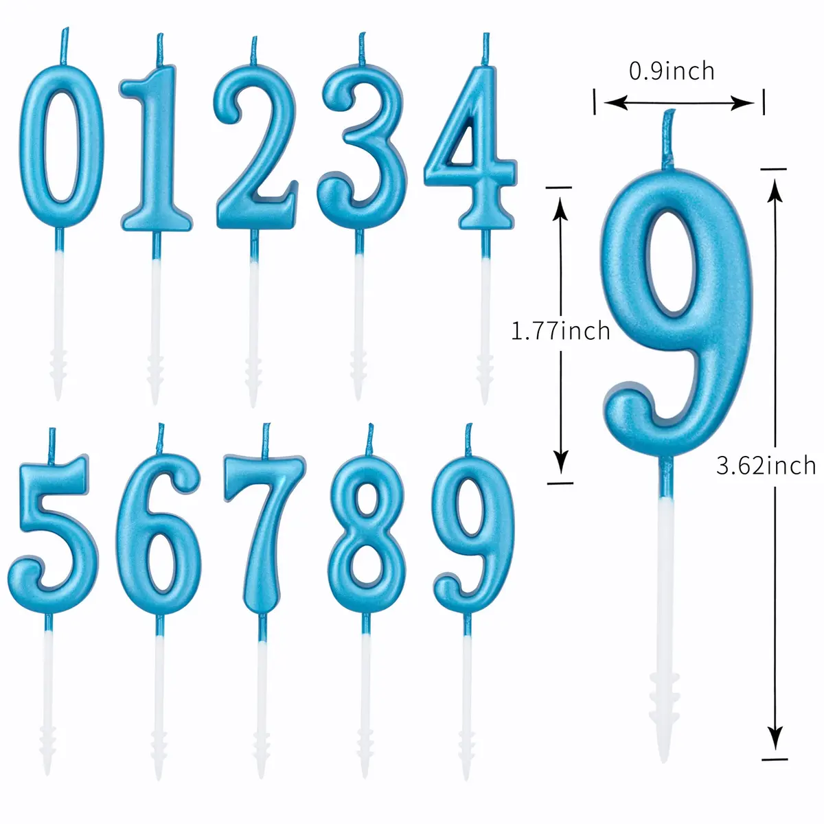 PHD CAKE Blue Numeral Birthday Candles 10.99 cm (4.33 inches) | Glitter Cake Topper for Parties - view 6