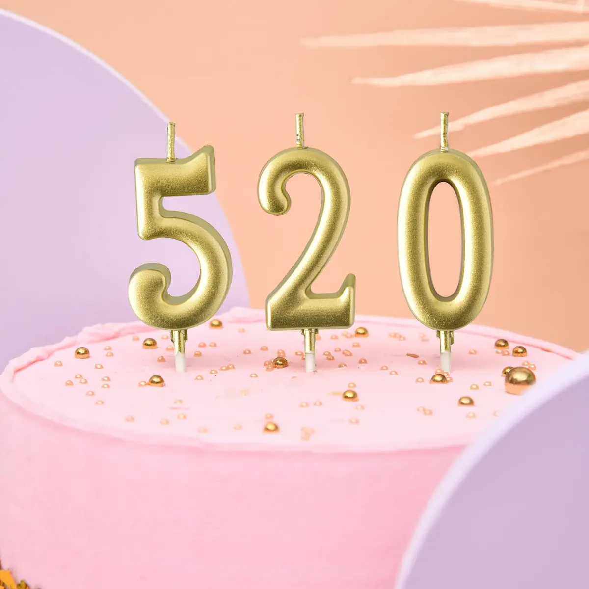 PHD CAKE Gold Numeral Birthday Candles 0-9, 11 cm (4.33 in) | Smokeless, Odorless, Glitter Cake Topper - view 2