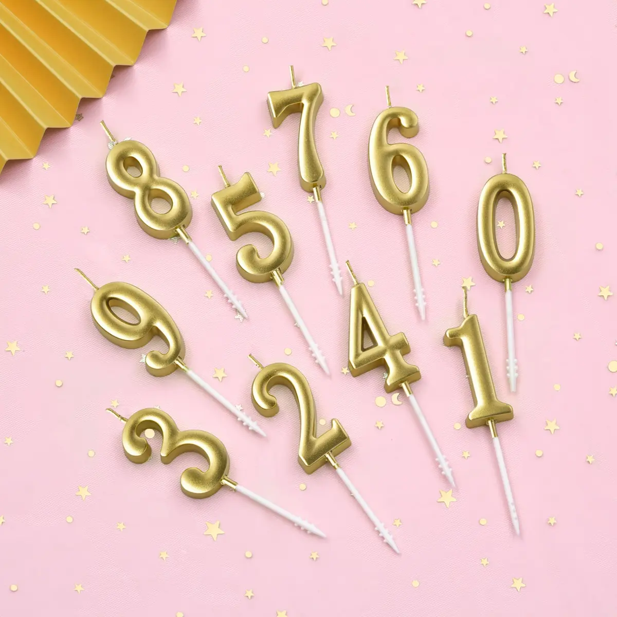 PHD CAKE Gold Numeral Birthday Candles 0-9, 11 cm (4.33 in) | Smokeless, Odorless, Glitter Cake Topper - view 3