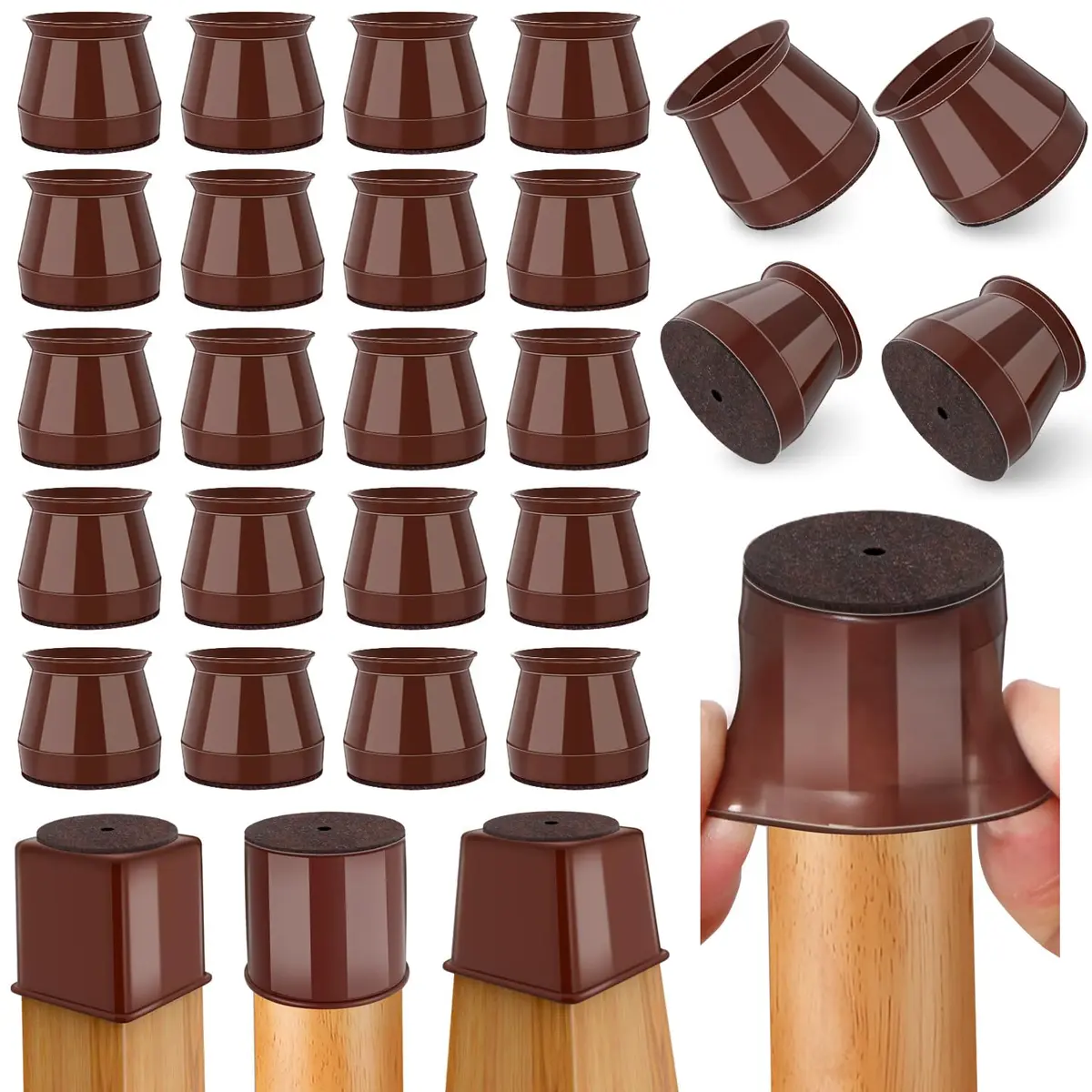 Ansible 24 Pcs Round Silicone Felt Chair Leg Floor Protectors L (33-50mm) | Protect Hardwood & Tile Floors - main product image