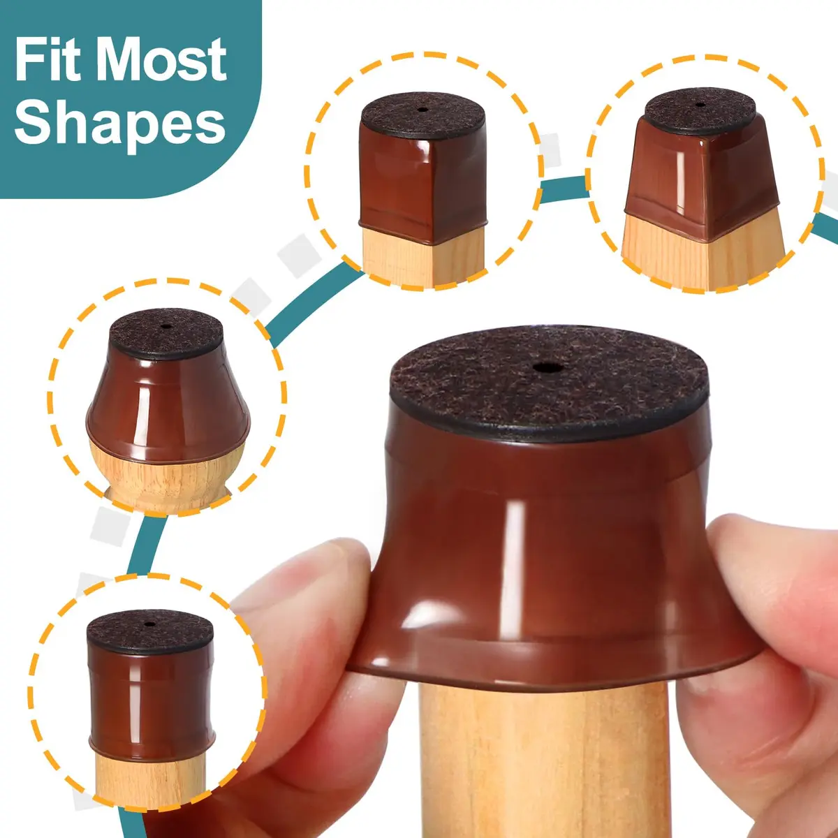 Ansible 24 Pcs Round Silicone Felt Chair Leg Floor Protectors L (33-50mm) | Protect Hardwood & Tile Floors - view 3
