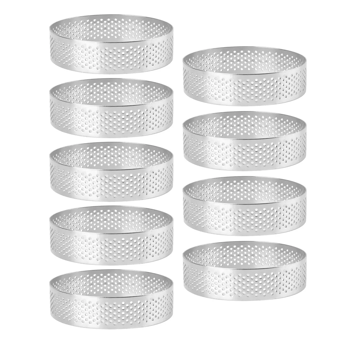 Frcctre 9 Pack 8cm (3.15 Inch) Stainless Steel Tart Rings | Perforated Molds for Tarts, Cakes & Desserts - view 9