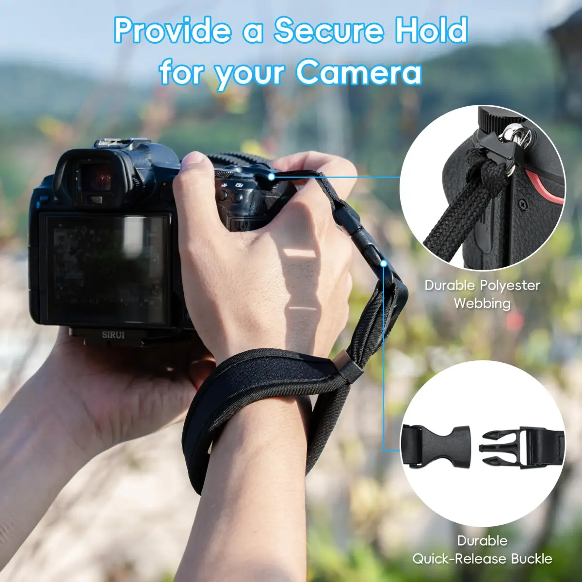 Kiorafoto Quick Release Soft Neoprene Camera Hand Grip Strap | 28.5 cm (11.2 in) - view 3