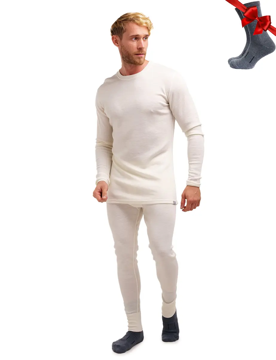 Merino.tech 100% Merino Wool Base Layer Men Set | Thermal Underwear for Men, X-Large, 250 Merinos, All-Season Comfort - main product image