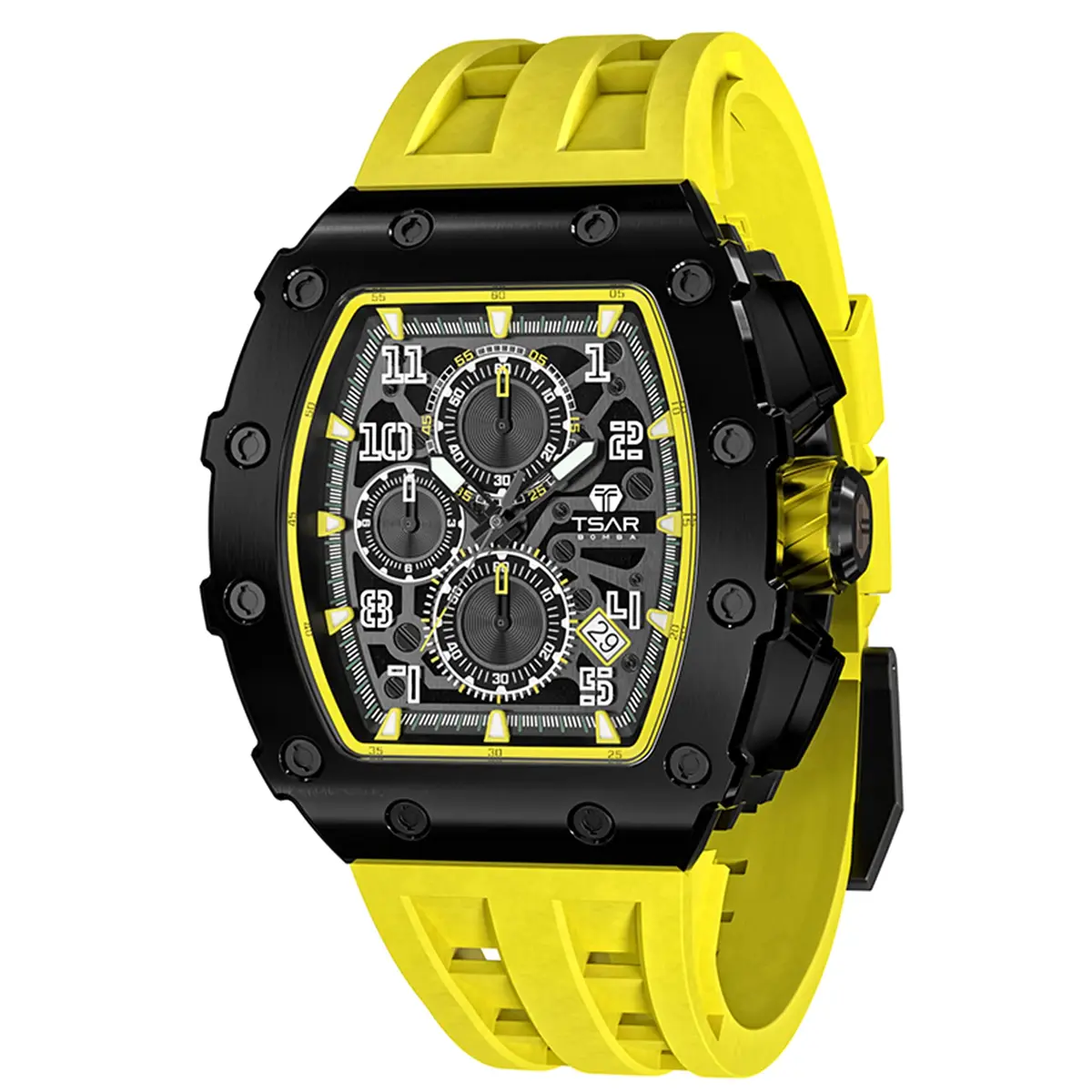 TSAR BOMBA Mens Quartz Wristwatch Waterproof 50M Tonneau Chronograph | Luxury Business Dress Watch (70-120 chars) - main product image