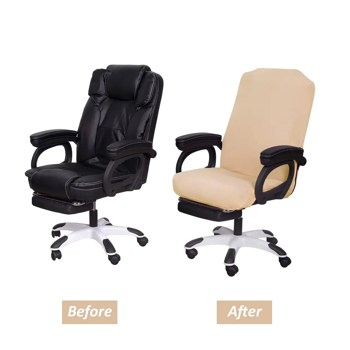 SARAFLORA Champagne Large Office Chair Cover | Stretch Fit, Removable, Washable Protector (1 Piece) - view 3