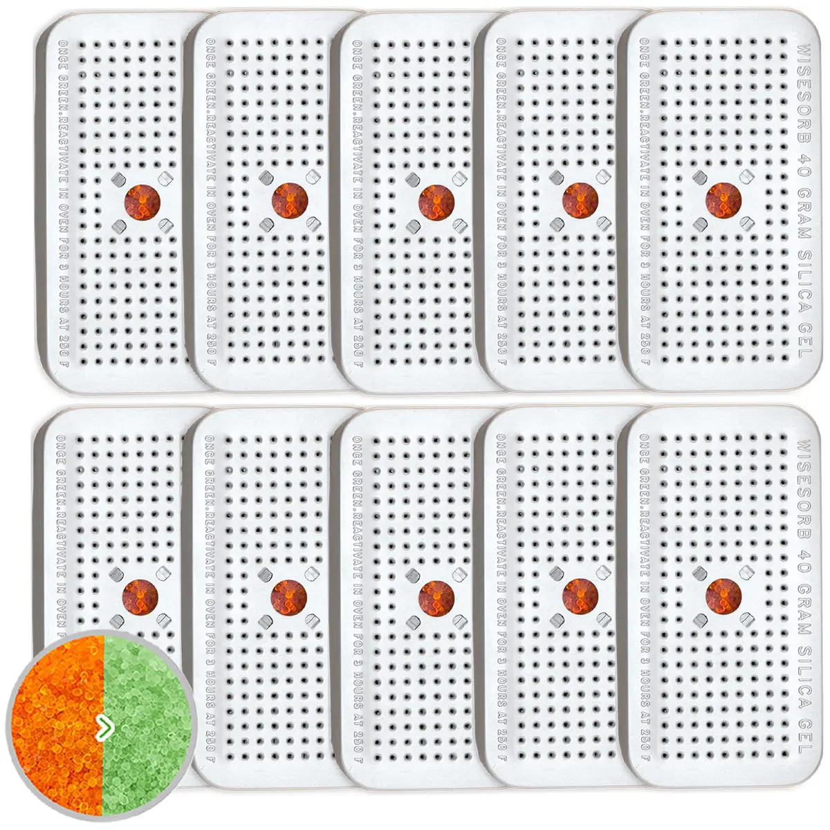 Wisesorb Silica Gel Canister 40g Pack of 10 | Reusable Moisture Absorber for Car & Closet - main product image