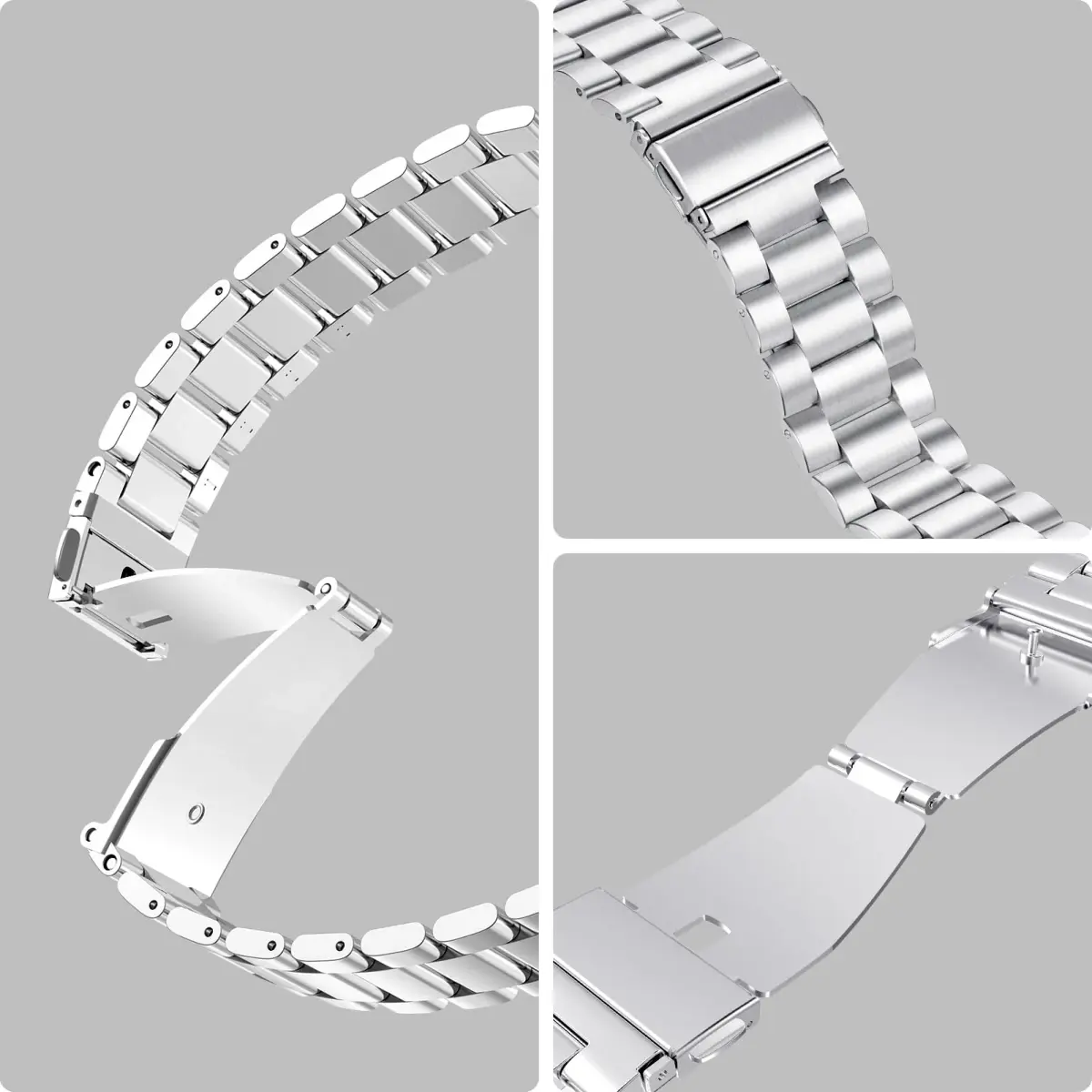 SPGUARD Metal Band Compatible with Samsung Galaxy Watch 7 6 5 4 Classic 40mm/42mm/43mm/44mm/45mm/46mm/47mm Silver | Adjustable Stainless Steel Strap - view 3
