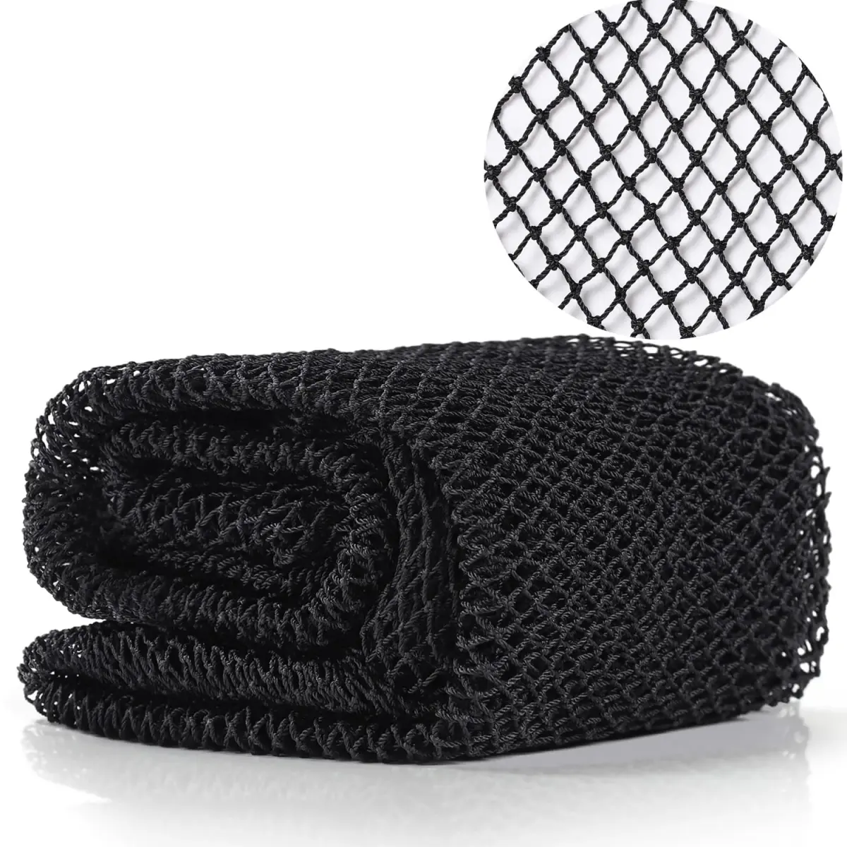 JASSINS African Net Sponge Black | 170cm (66in) Stretched Length | Exfoliating Body Shower Scrubber - main product image