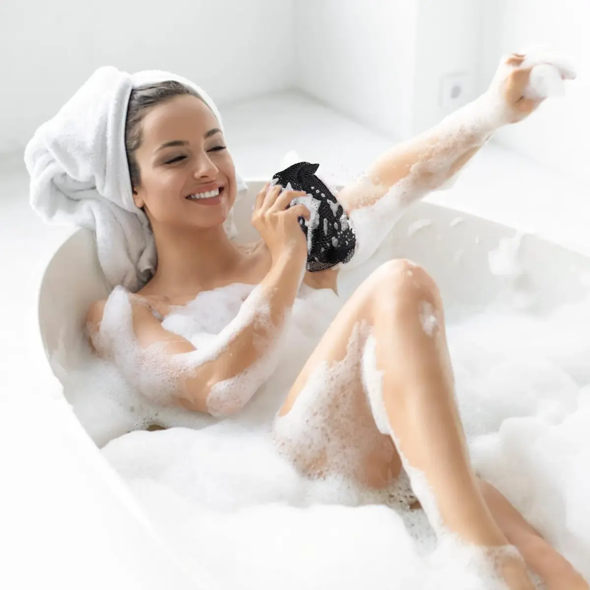 JASSINS African Net Sponge Black | 170cm (66in) Stretched Length | Exfoliating Body Shower Scrubber - view 5