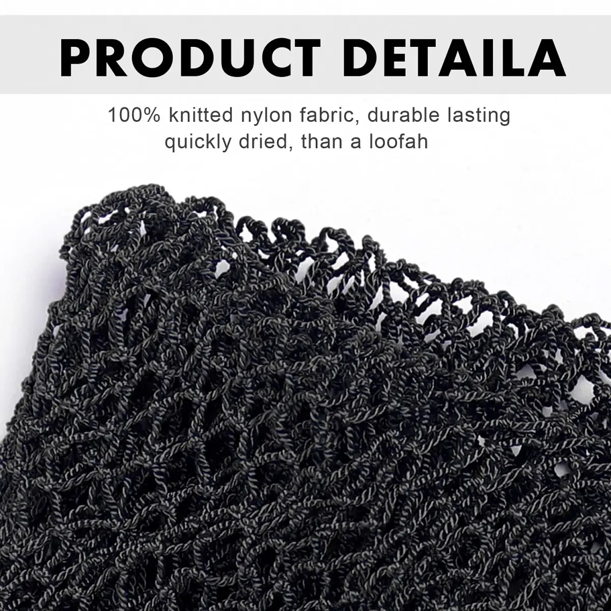 JASSINS African Net Sponge Black | 170cm (66in) Stretched Length | Exfoliating Body Shower Scrubber - view 2