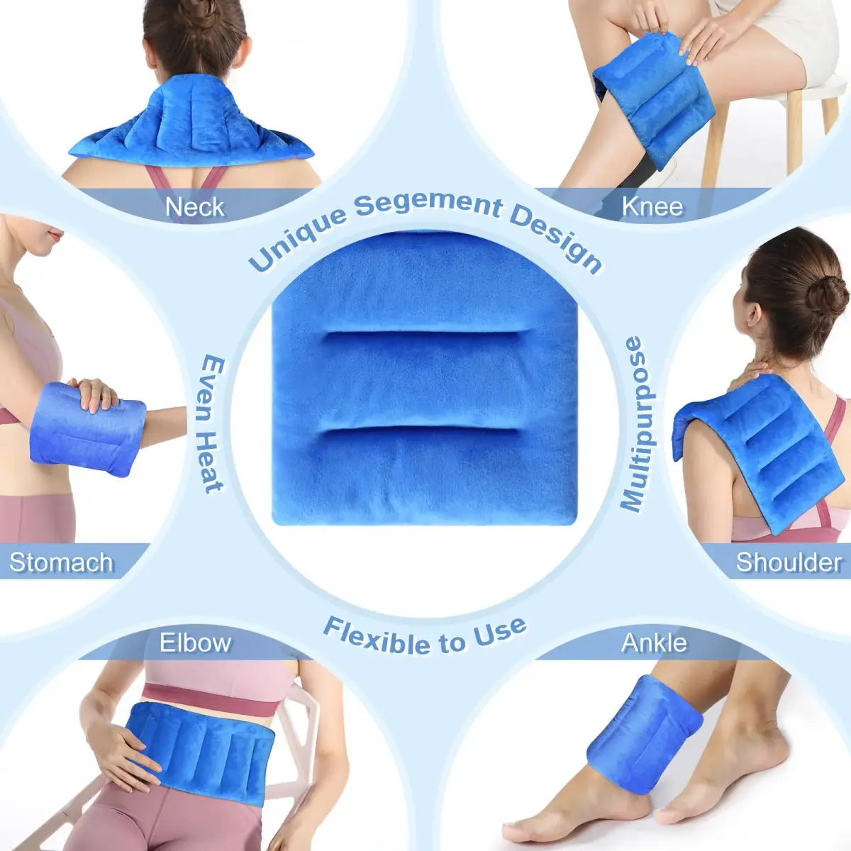 SuzziPad Microwave Heating Pad 7"X16" Blue | Moist Heat for Muscle Fatigue & Tension Relief - view 4