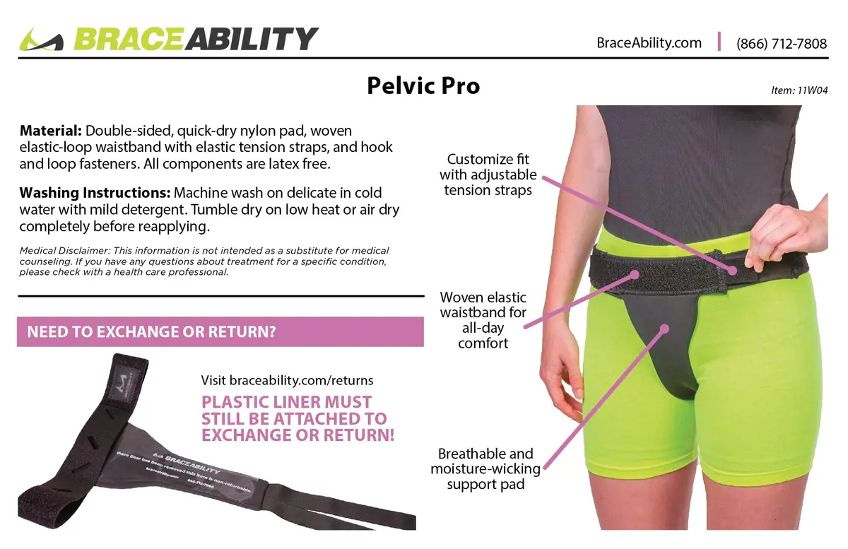 BraceAbility Pelvic Pro Support Belt - Patented, Original Uterus & Bladder Support, Discreet, Adjustable, 67-inch Waist | Postpartum & Pelvic Support - view 6