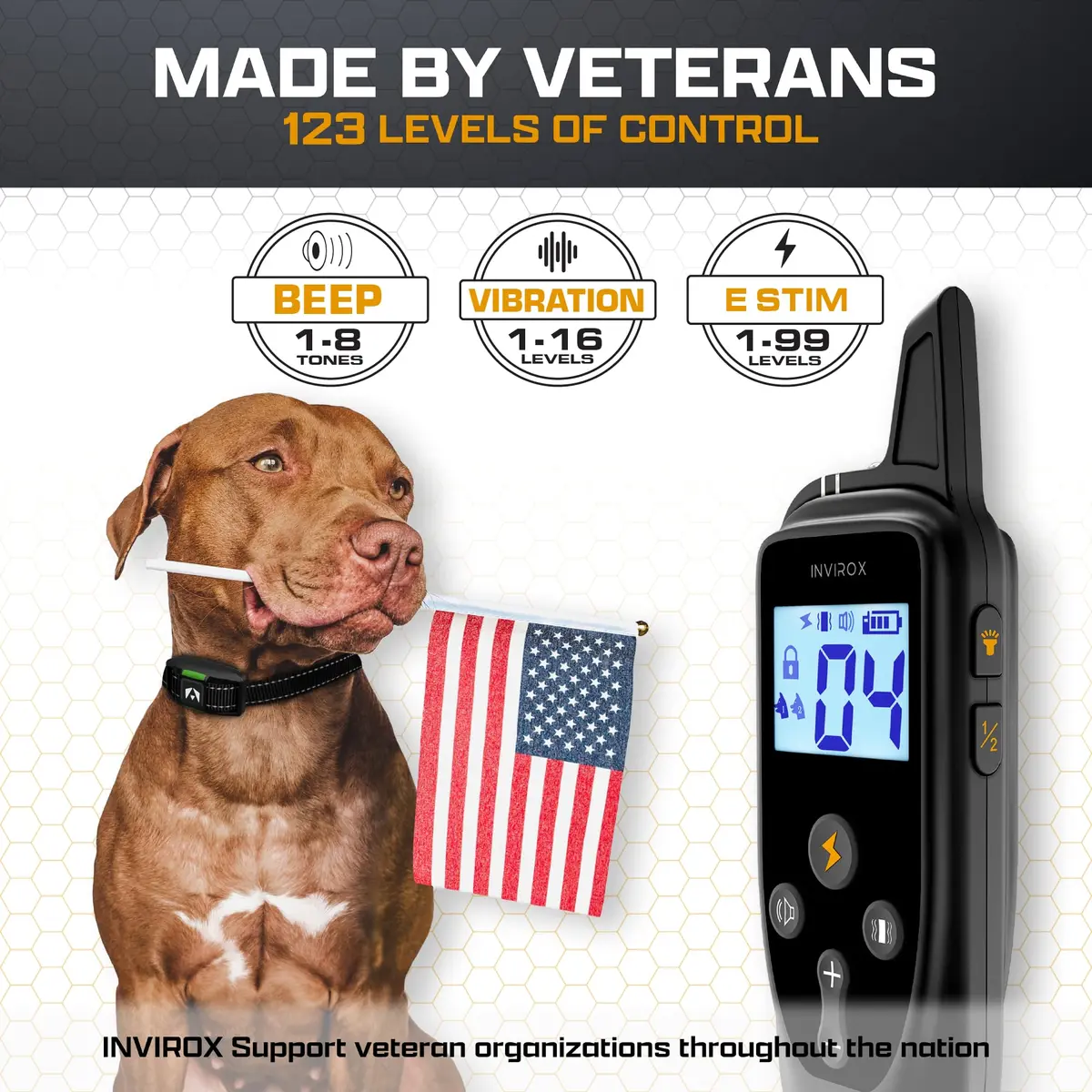 INVIROX Dog Training Collar with Remote, 123 Levels, 1100ft Range, IP67 Waterproof | Professional Dog Training System - view 2