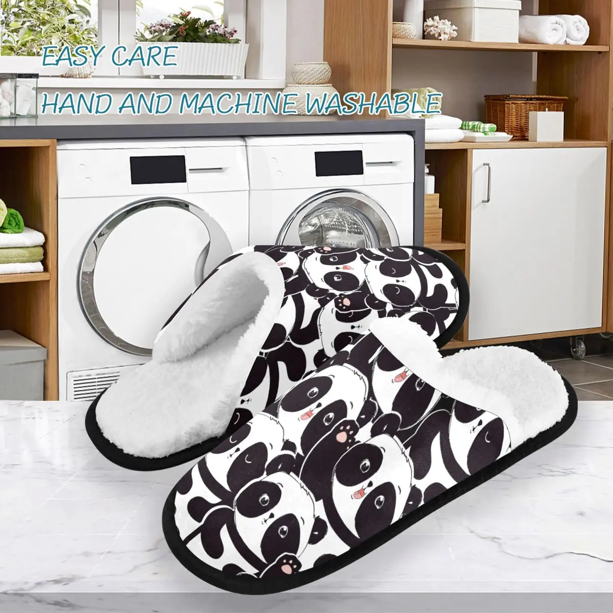 Umidedor Panda Slippers for Women Girls | Soft Memory Foam Indoor House Shoes (US5-8, US9-12) - view 3