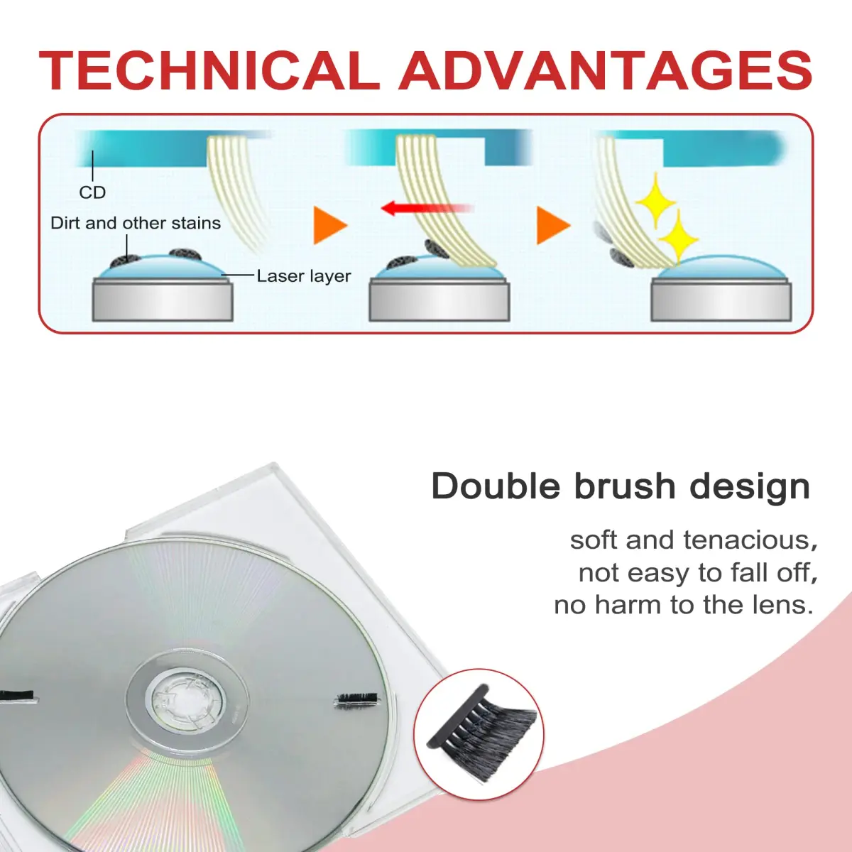 Nicer CD/VCD/DVD Player Cleaner Kit with Double Brush System, 10ml (0.34 Fl Oz) | Restores Playback Quality - view 3