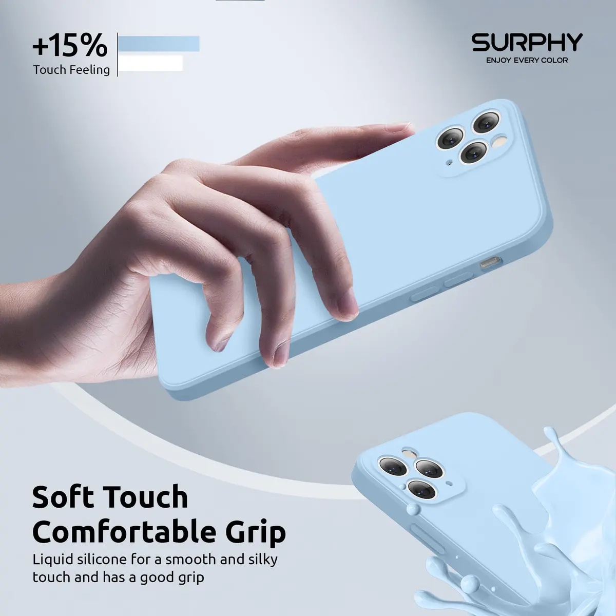 SURPHY Liquid Silicone Case for iPhone 11 Pro 5.8 inches | Camera & Flat Edge Protection - view 5