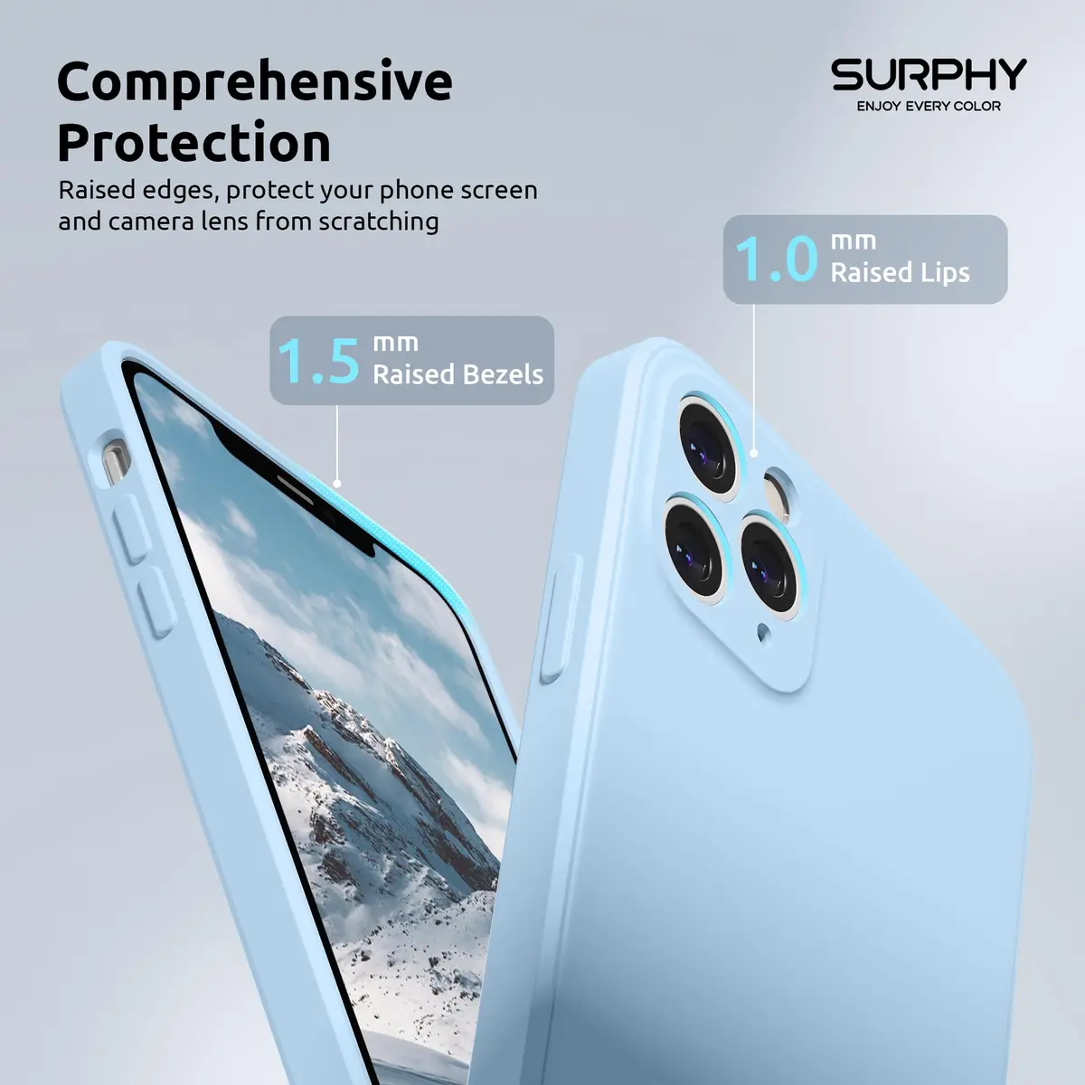 SURPHY Liquid Silicone Case for iPhone 11 Pro 5.8 inches | Camera & Flat Edge Protection - view 4