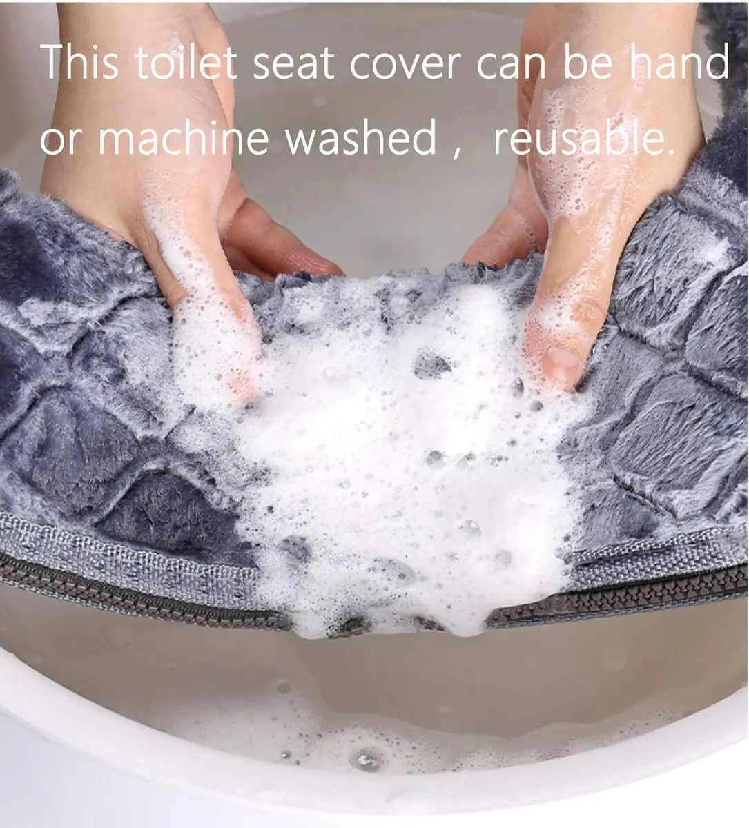 WDSHCR Toilet Seat Cushion Gray | Waterproof, Washable, Zippered Comfort (14x17 inches) - view 4