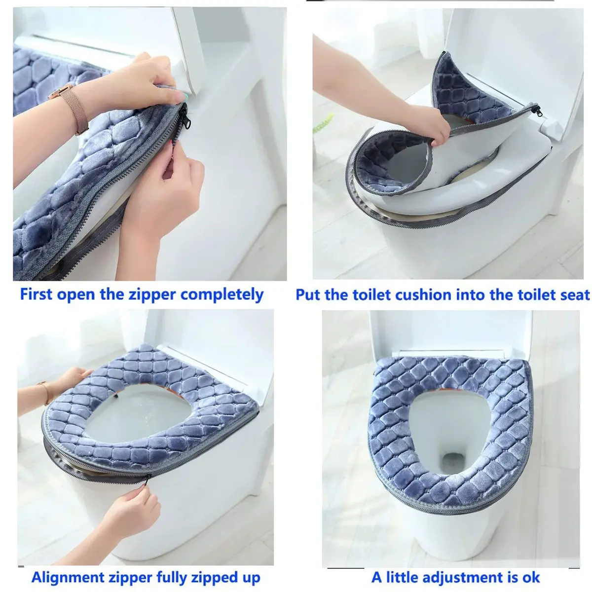 WDSHCR Toilet Seat Cushion Gray | Waterproof, Washable, Zippered Comfort (14x17 inches) - view 5