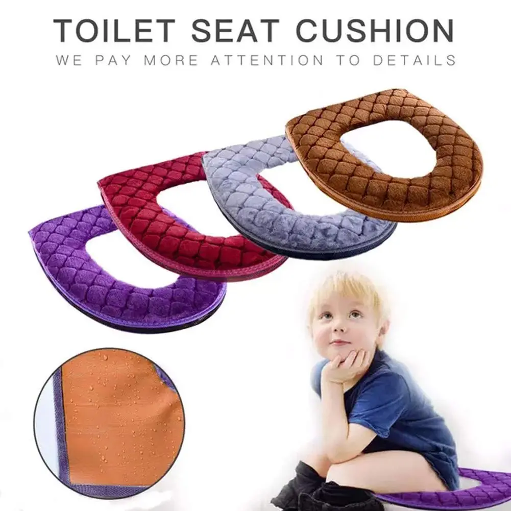 WDSHCR Toilet Seat Cover for Bathroom | Soft Thicker Warmer Washable Cushion with Zipper (Red) - view 2