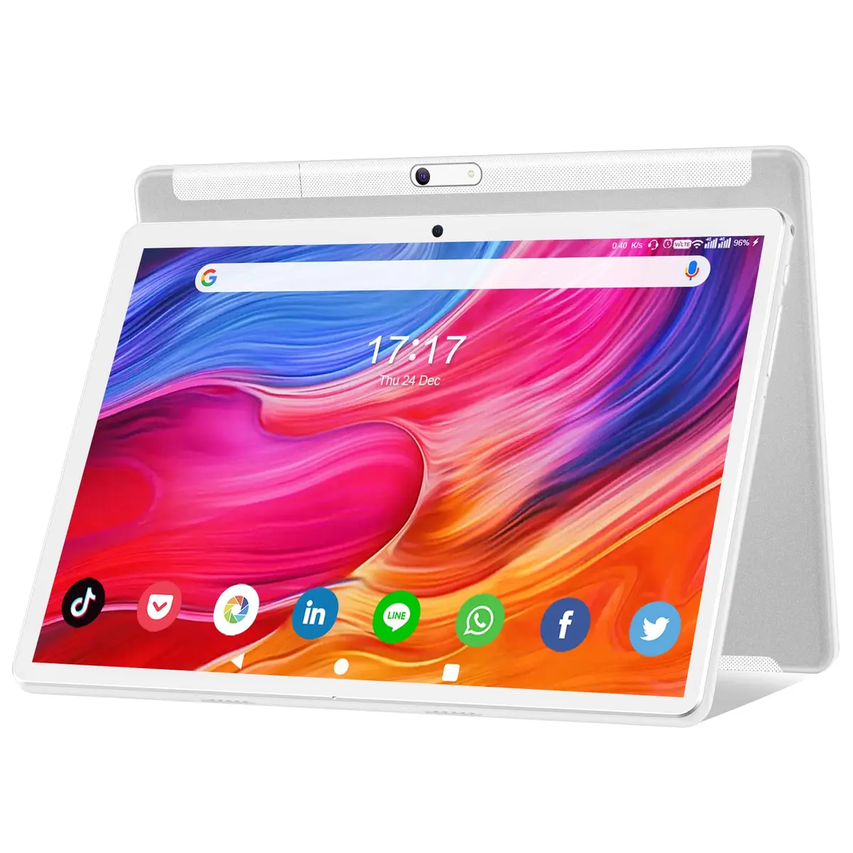 FEONAL 10.1 inch Android Tablet 2024 Octa-Core 64GB Silver | Full HD IPS Display, 8H Battery, Dual Cameras - main product image