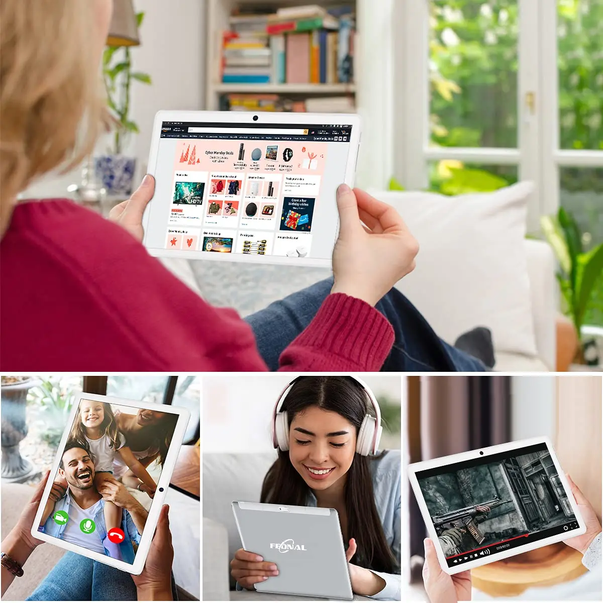 FEONAL 10.1 inch Android Tablet 2024 Octa-Core 64GB Silver | Full HD IPS Display, 8H Battery, Dual Cameras - view 8