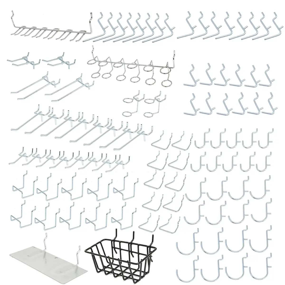 Hiltex 100-Piece Pegboard Hook, Basket & Tray Assortment Set for Tool Organization - main product image