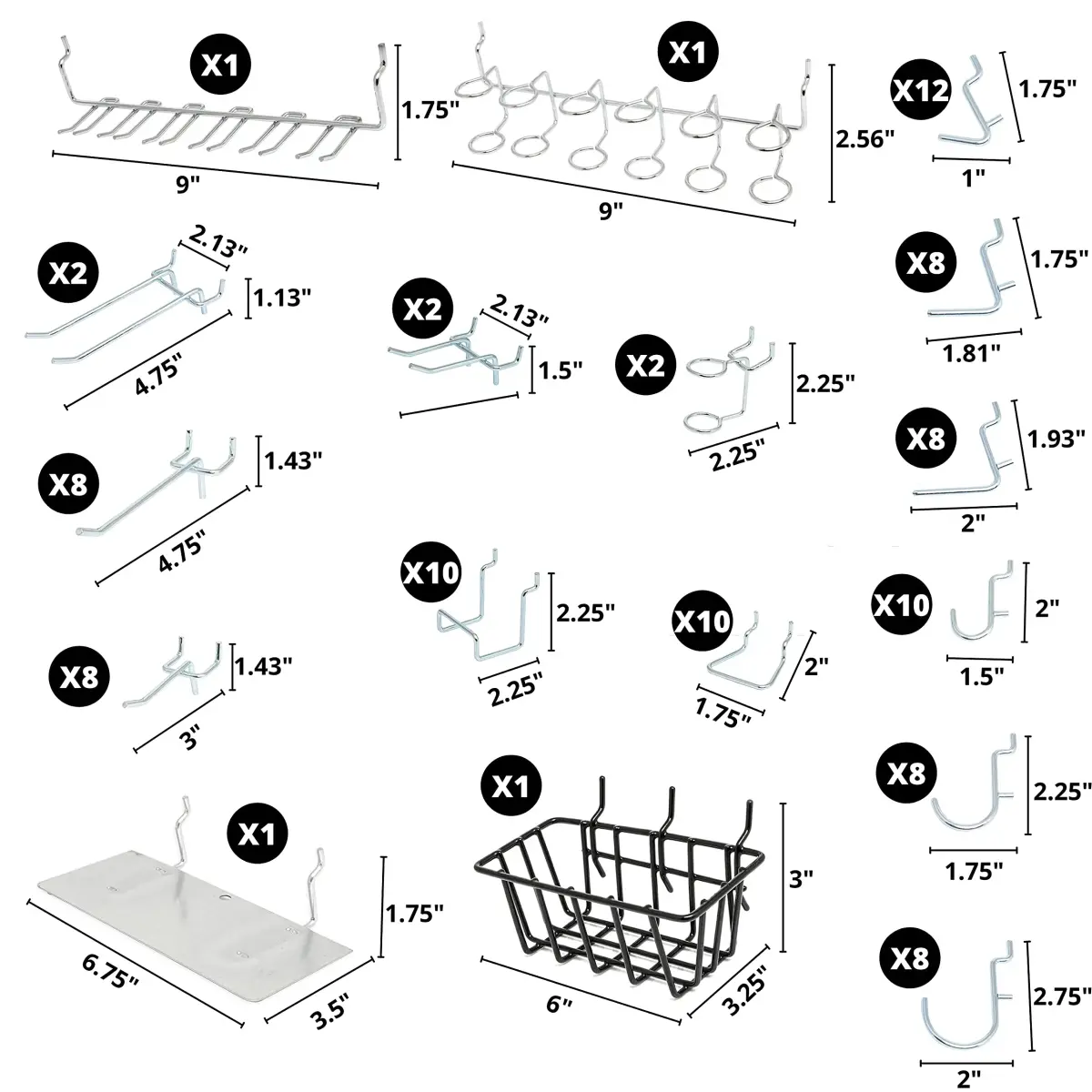 Hiltex 100-Piece Pegboard Hook, Basket & Tray Assortment Set for Tool Organization - view 2