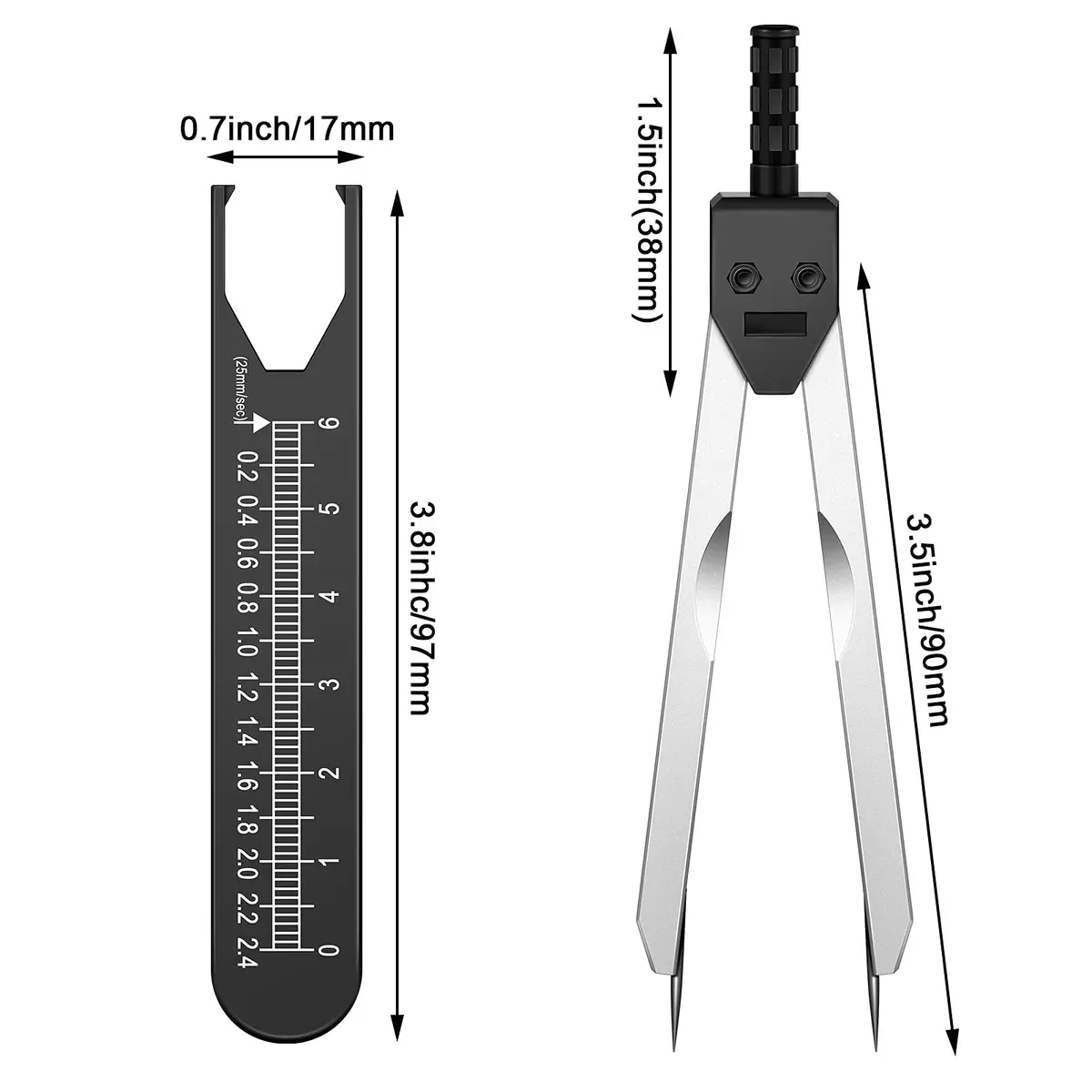 Frienda EKG Calipers Medical Caliper 7.05 x 1.57 inch | Stainless Steel, Portable, Hospital Use - view 2