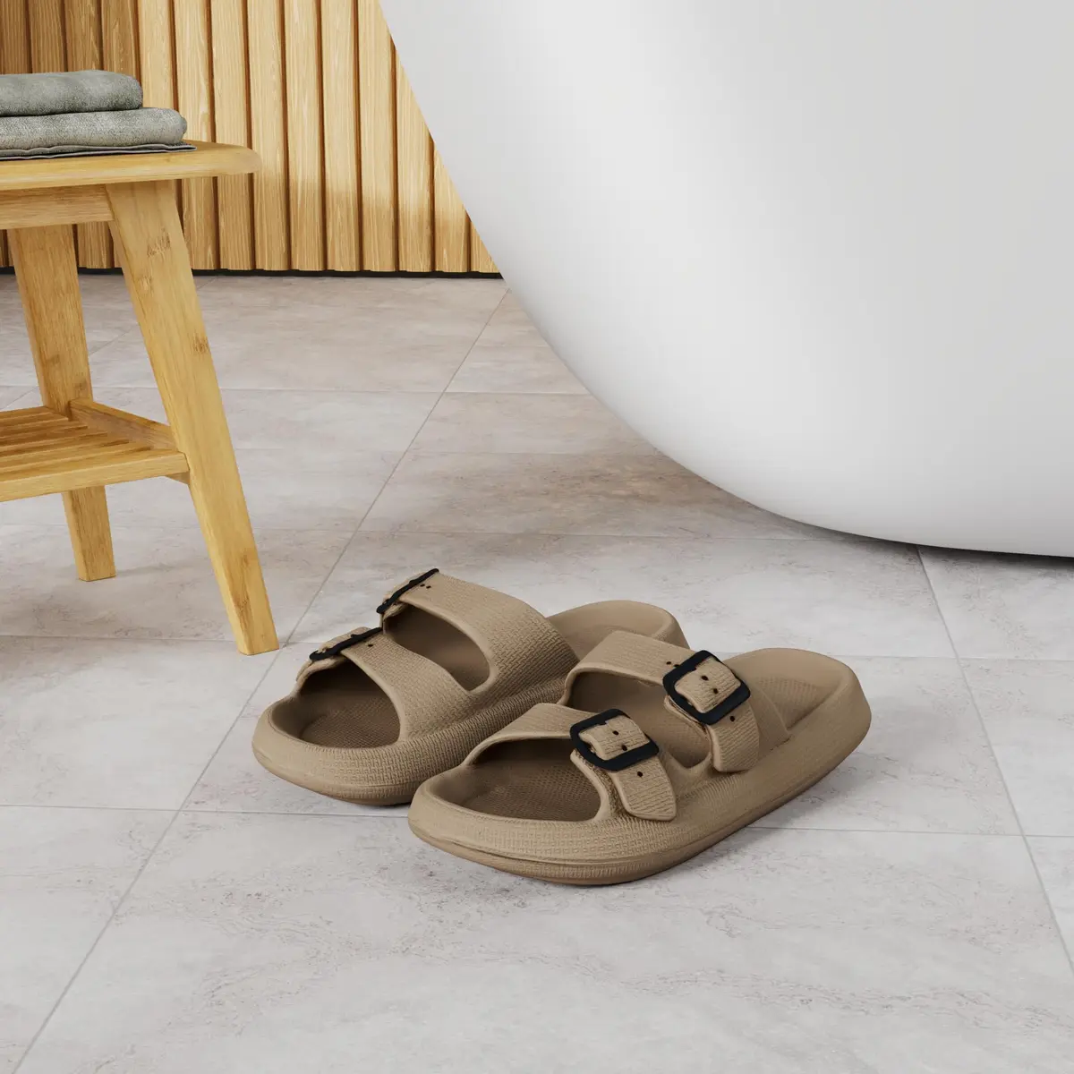 Weweya Non Slip Shower Shoe for Men Khaki Size 12-13 | Waterproof, Quick Drying, Comfortable - view 2
