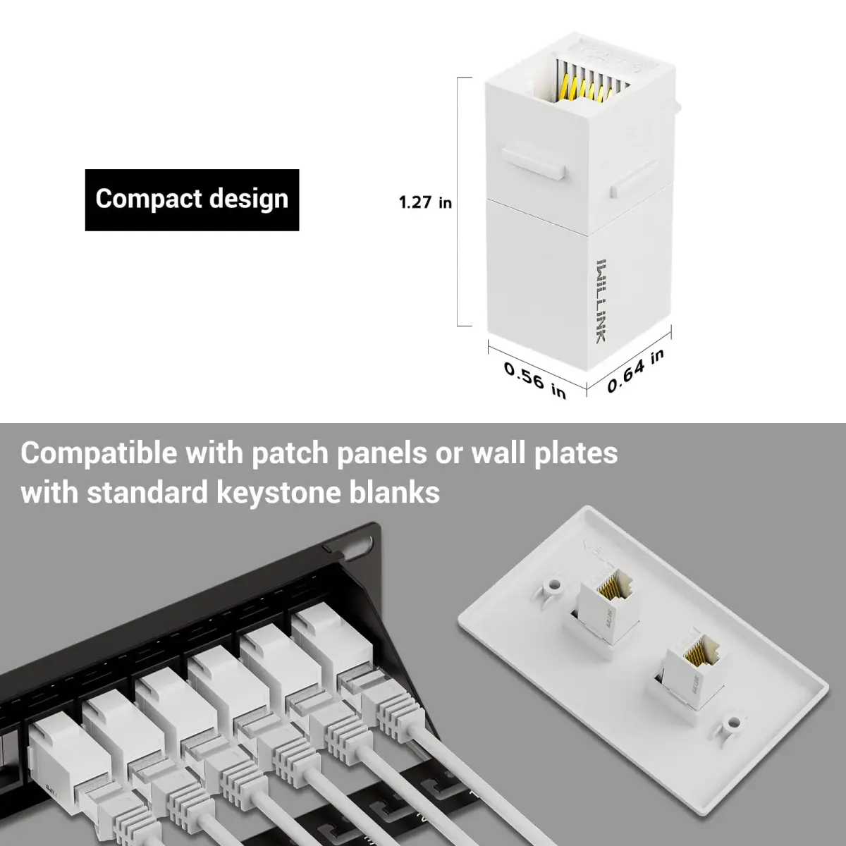 iwillink Cat6 Keystone Coupler 5-Pack, White | Connects Two Ethernet Cables for Stable Gigabit Speeds - view 6