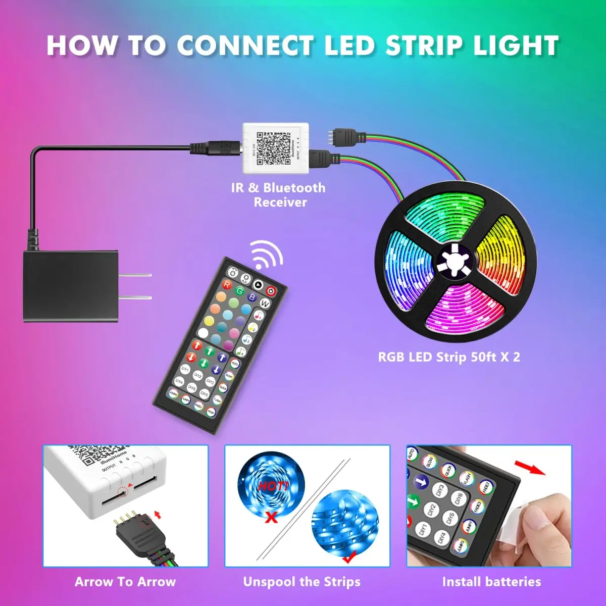 Nexillumi 100ft LED Strip Lights | Music Sync Color Changing Smart Lights with App Control & Remote - view 5