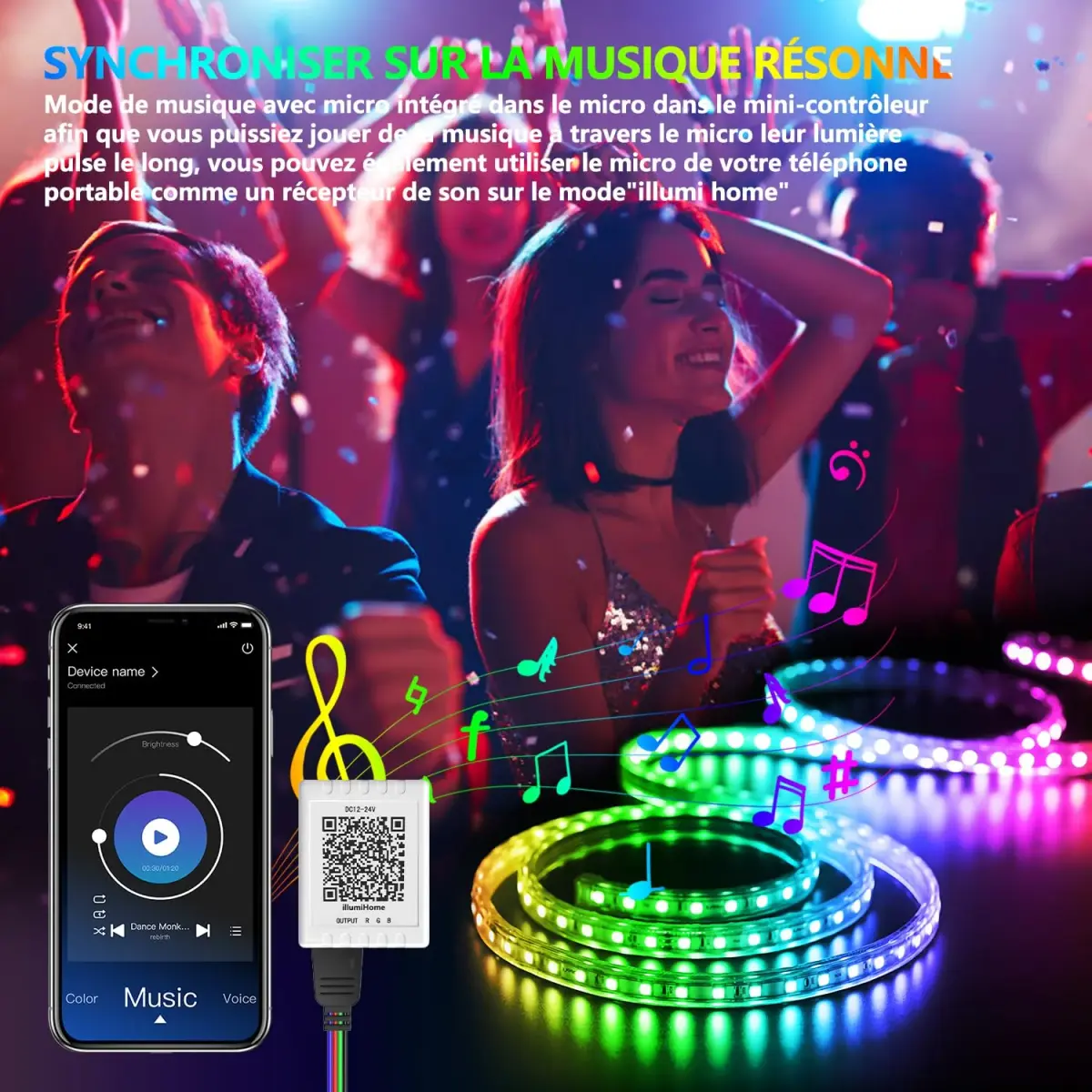 Nexillumi 100ft LED Strip Lights | Music Sync Color Changing Smart Lights with App Control & Remote - view 3