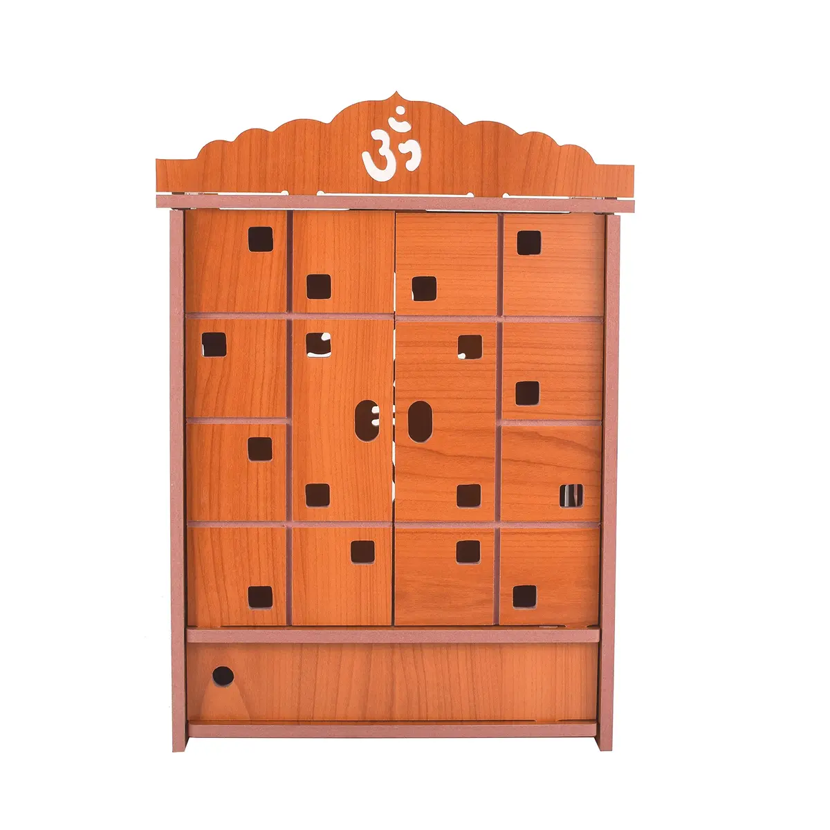CrazyInk Handmade Wooden Home Temple with Doors & Storage Box | Red, 43cm x 28cm x 19cm - view 6