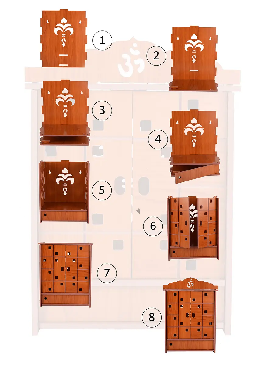 CrazyInk Handmade Wooden Home Temple with Doors & Storage Box | Red, 43cm x 28cm x 19cm - view 7