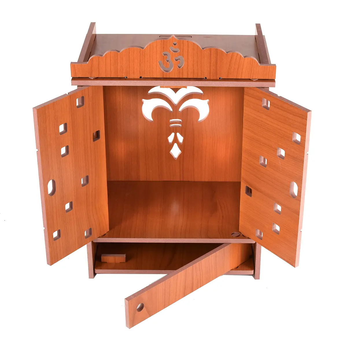 CrazyInk Handmade Wooden Home Temple with Doors & Storage Box | Red, 43cm x 28cm x 19cm - view 2