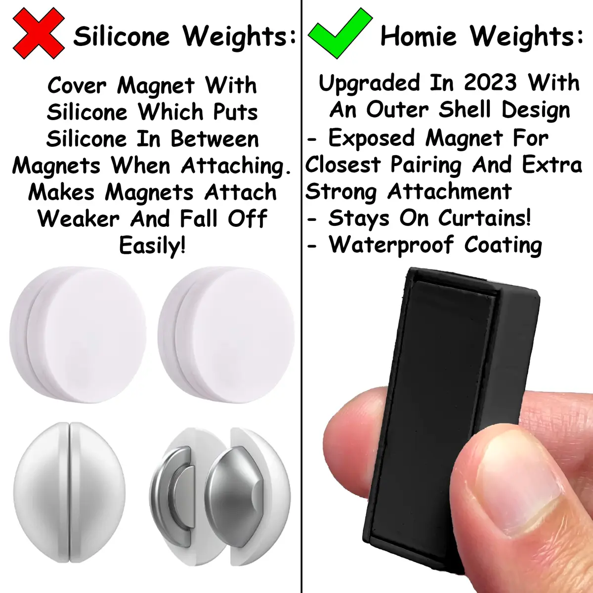 Homie Magnetic Curtain Weights 12 Pack Black | Waterproof Magnets for Shower Liner Outdoor Curtains - view 3