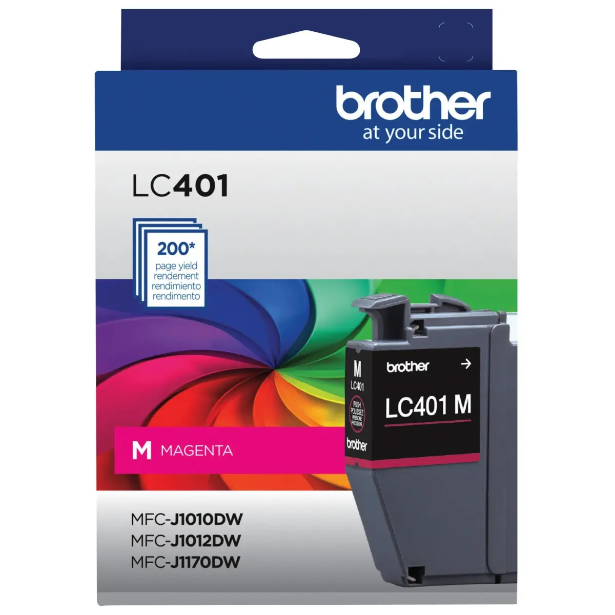 Brother Genuine LC401M Standard Yield Magenta Ink Cartridge | Up to 200 Pages, Water-Based Ink - main product image