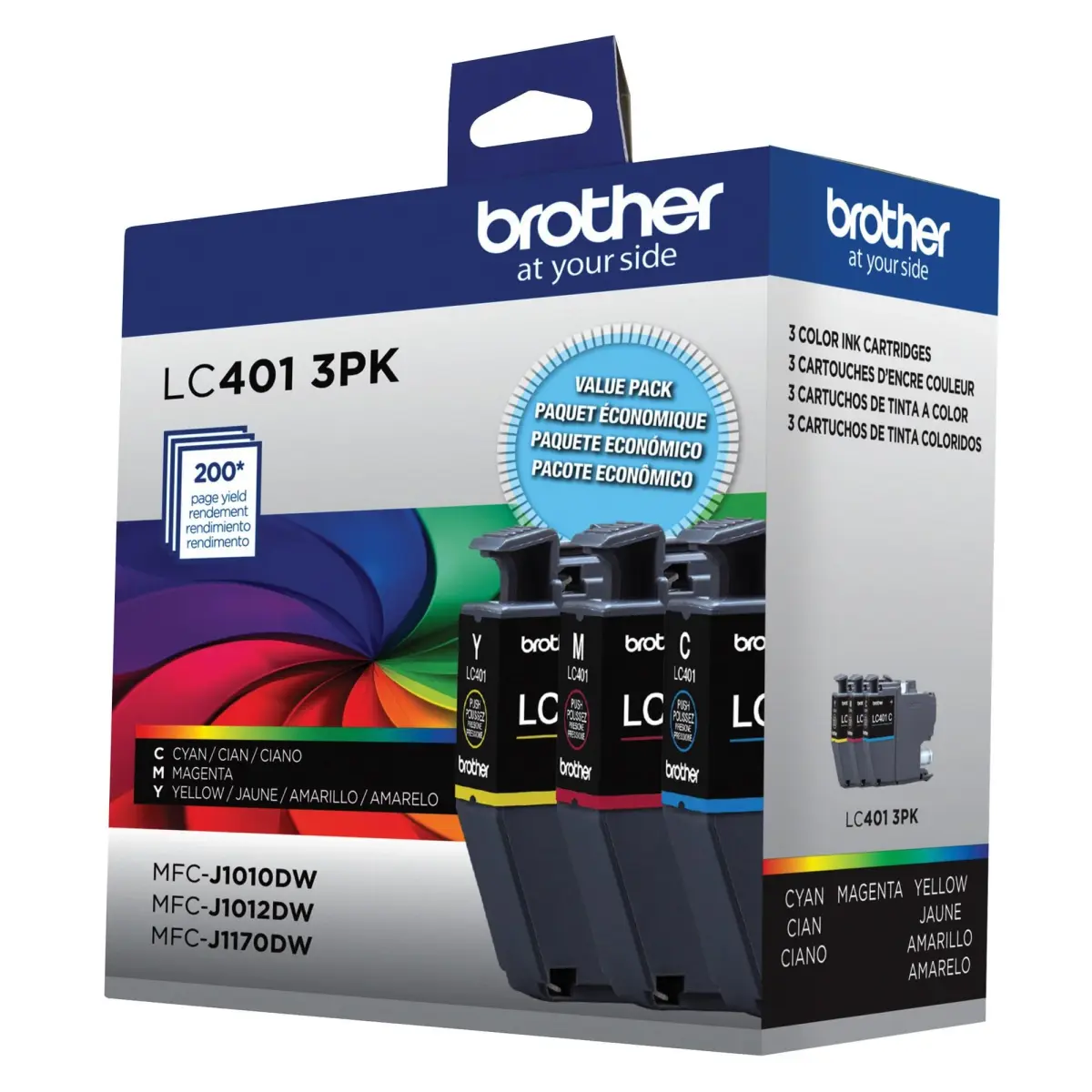 Brother Genuine LC401 Standard Yield 3-Pack Ink Cartridges Cyan Magenta Yellow | Up to 200 Pages Per Cartridge - view 5