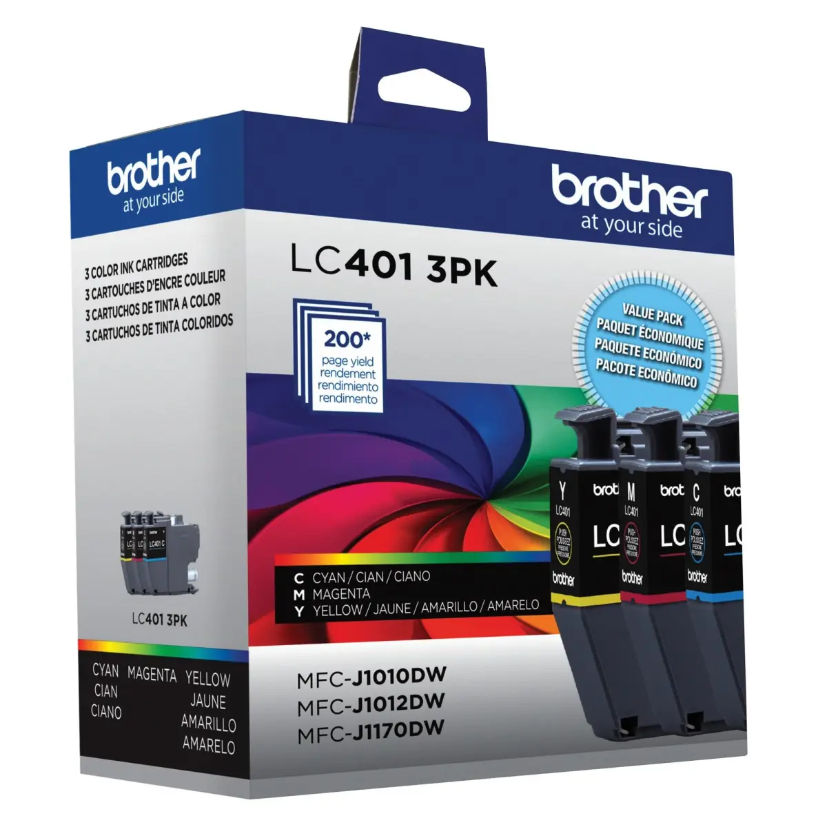 Brother Genuine LC401 Standard Yield 3-Pack Ink Cartridges Cyan Magenta Yellow | Up to 200 Pages Per Cartridge - view 6