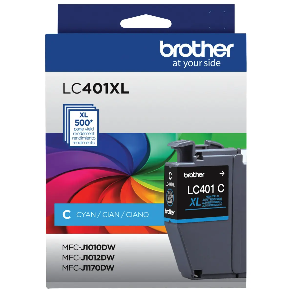 Brother Genuine High Yield Cyan Ink Cartridge LC401XLC | 500 Pages - main product image