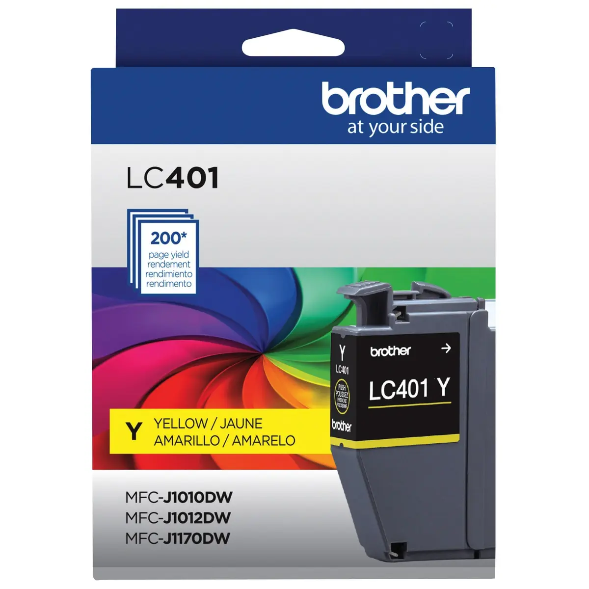 Brother Genuine LC401Y Standard Yield Yellow Ink Cartridge | 200 Pages Yield - main product image