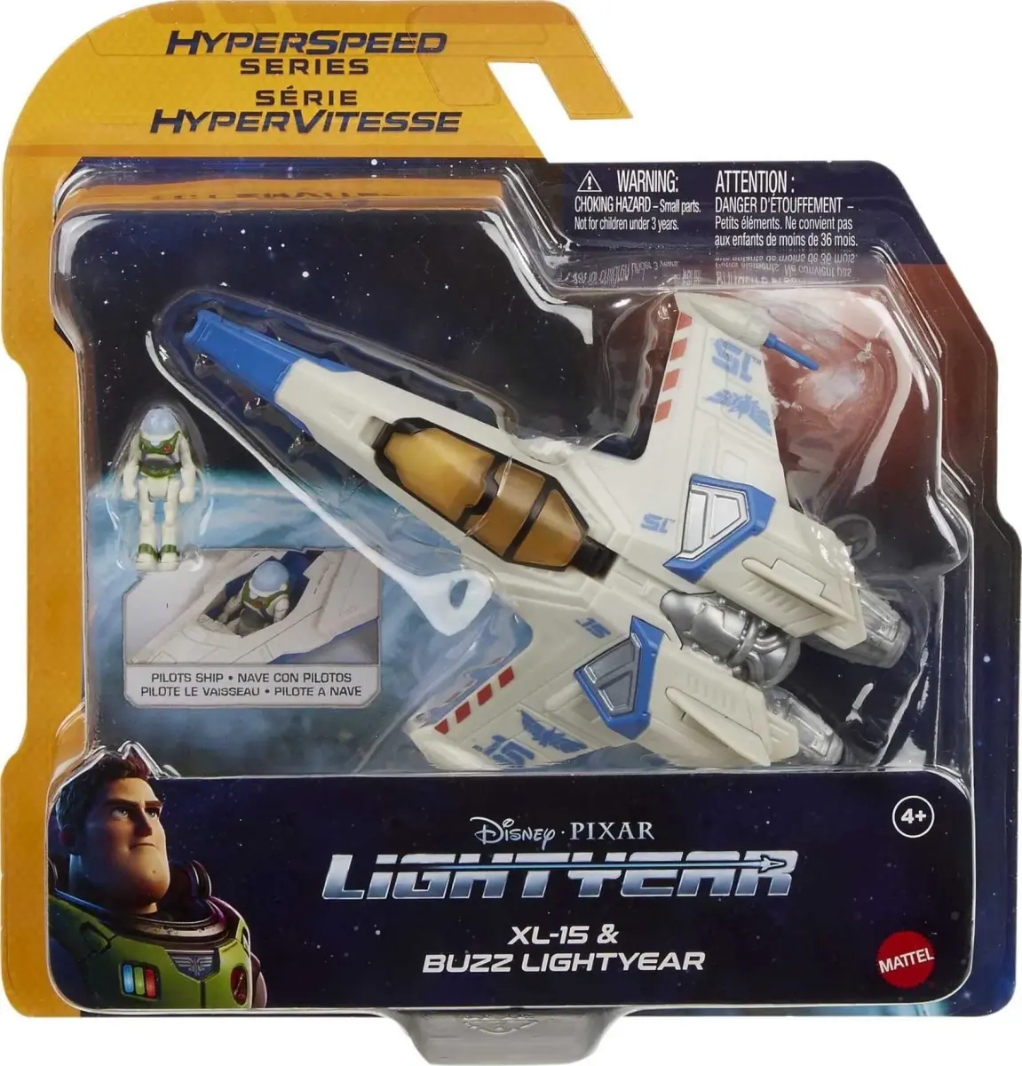 Mattel Disney Pixar Lightyear Hyperspeed Series Buzz Lightyear & XL-15 Spaceship Toy Set | Ages 4+ | 15.24cm (6in) Vehicle - view 6