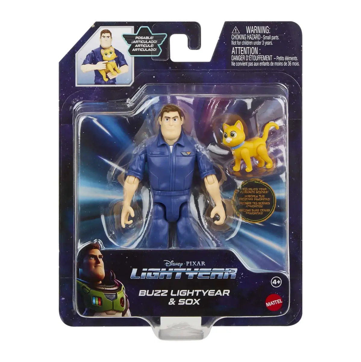 Mattel Disney Pixar Lightyear Buzz Lightyear Action Figure with Sox 5-in Scale | 12 Articulation Points - view 6