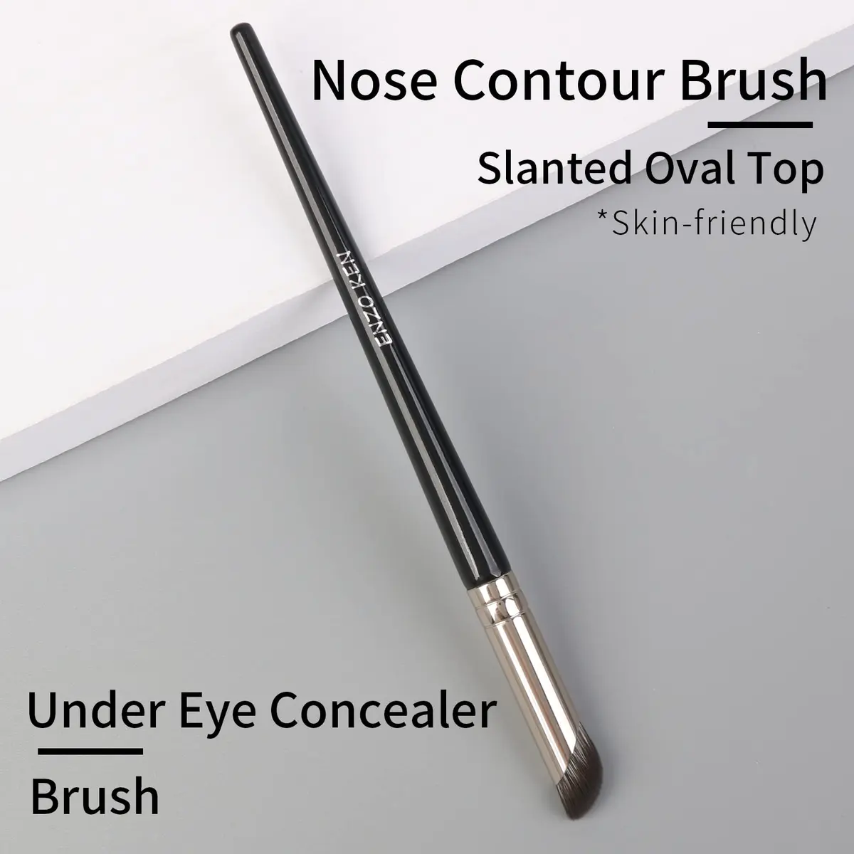 ENZO KEN Angled Concealer Brush Under Eye | Small Nose Contour Brush, Black, 8M01 - view 2