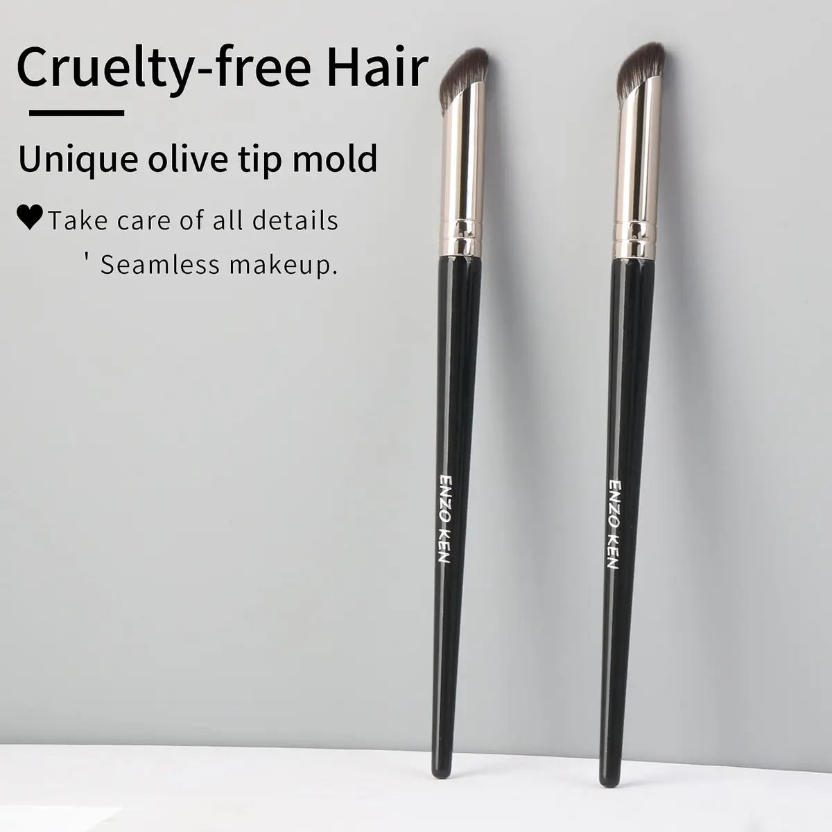 ENZO KEN Angled Concealer Brush Under Eye | Small Nose Contour Brush, Black, 8M01 - view 3