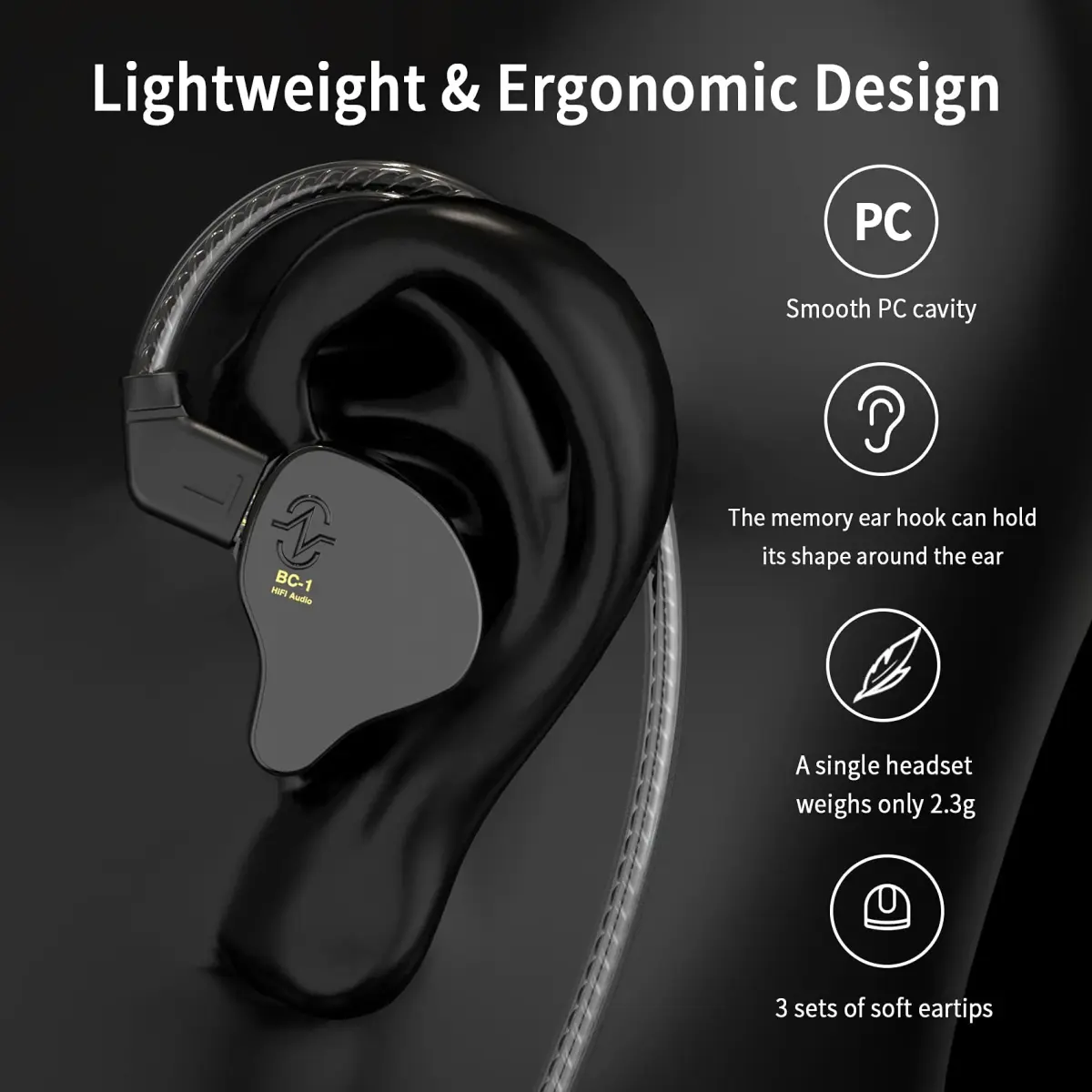YINYOO CCZ Melody Wired In-Ear Gaming Earbuds with Mic | 1.2m Detachable Cable, 16 Ohm Impedance - view 3