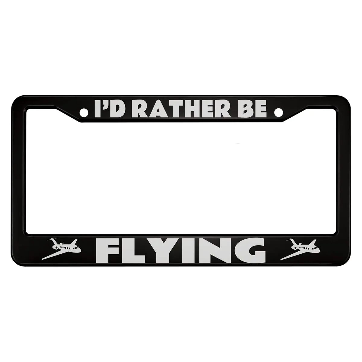 oFloral License Plate Frame Aluminum Alloy 12.4" x 6.4" | Durable White Airplanes Pattern (70-120 chars) - main product image