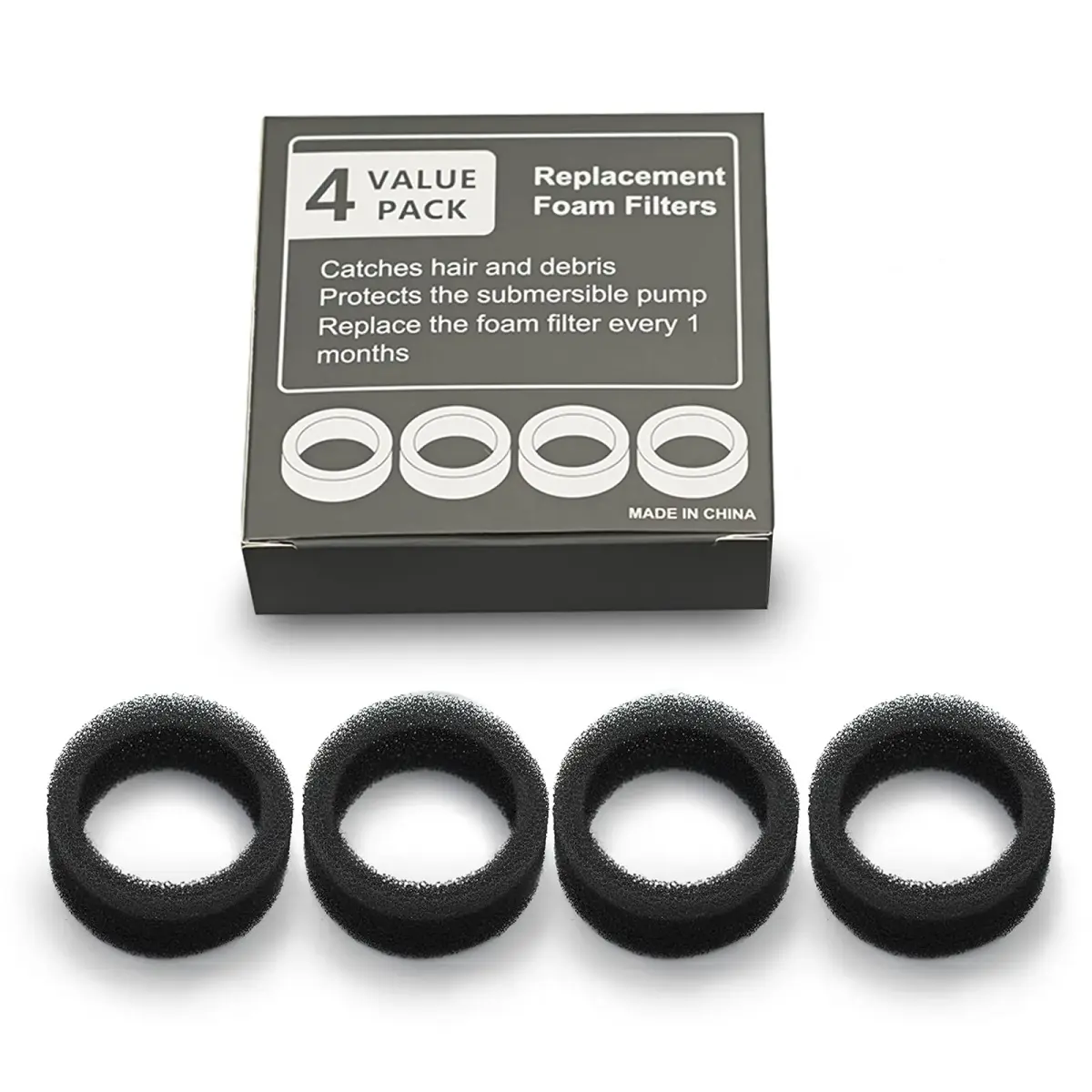 OYES Cat Water Fountain Filters & Sponges | 4 Pack, 2L Capacity - main product image